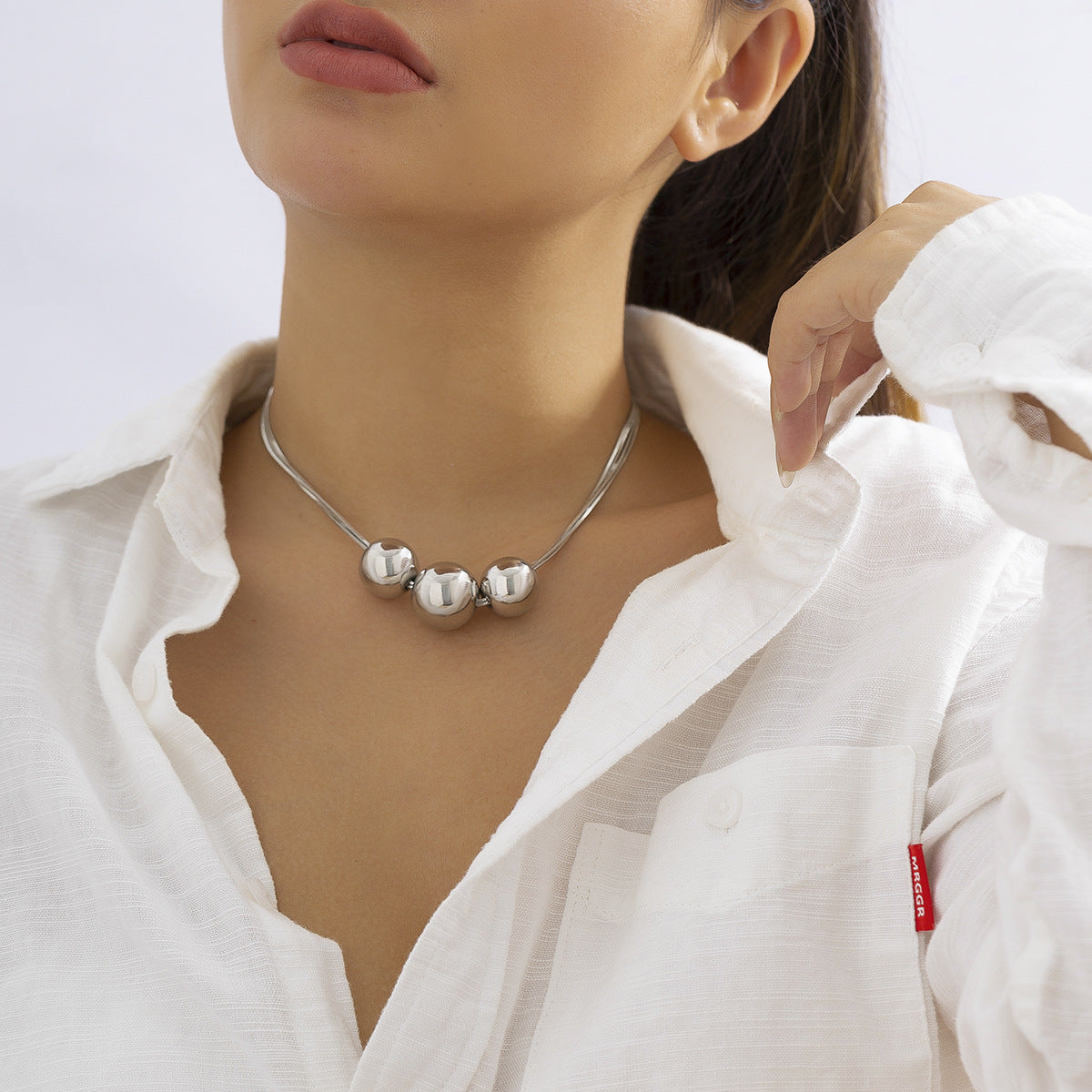 Wholesale Hip-hop Punk Chain Beaded Alloy Necklaces